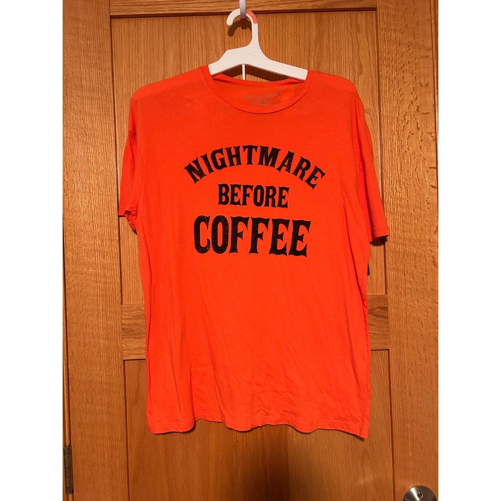 NEW Grayson Threads Nightmare Before Coffee Orange Sleep Shirt Halloween Women's